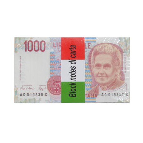 Block Notes con 100 fogli a righe, Banconota 1000 Lire