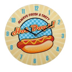 Orologio da parete in vetro, Hot Dogs, D: ca. 30 cm