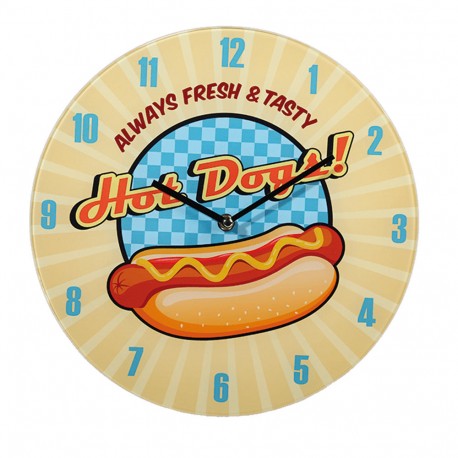 Orologio da parete in vetro, Hot Dogs, D: ca. 30 cm