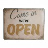 Targa in metallo, Nostalgia "Come in We're open", ca. 40 x 30 cm