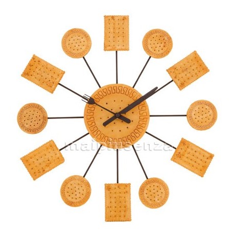 OROLOGIO di design da muro INVOTIS: BISCOTTI, adatto a cucina, bar, caffè